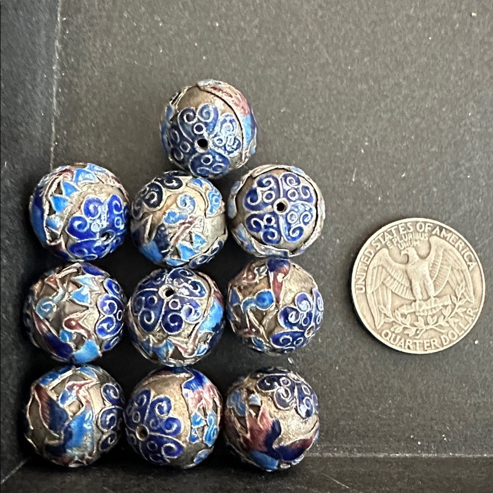 Vintage Round Enamel Beads
